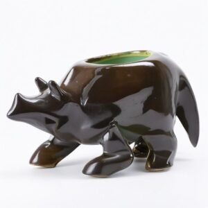 Doniczka na triceratopsa, ciemnozielona, gradientowa