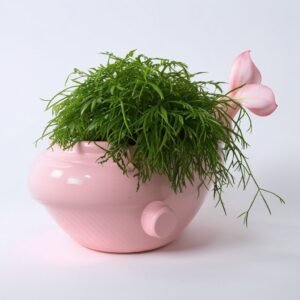 Doniczka w kształcie różowego wieloryba